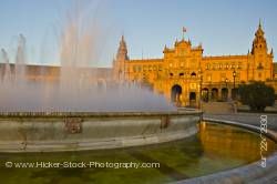 Central building and fountain Plaza de Espana Parque Maria Luisa City of Sevilla