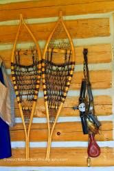 Snowshoes trap warehouse barn Last Mountain House Provincial Park Saskatchewan Canada