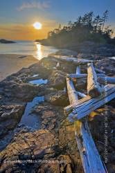 Sunset South Beach Driftwood Pacific Rim National Park Vancouver Island British Columbia Canada