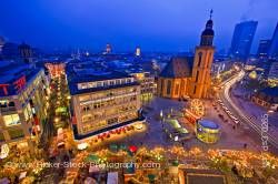 St. Katherine's Church Katharinenkirche, downtown Frankfurt at dusk Hessen Germany Europe