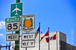 Street signs Route 85 West Yellowhead Highway Winnipeg Manitoba Canada