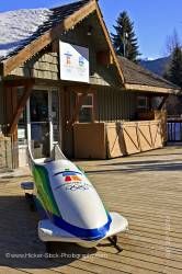 Vancouver 2010 Bobsled Outside 2010 Olympic Office Whistler Village British Columbia Canada 