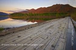 Wooden bridge Clayoquot Arm of Kennedy Lake Vancouver Island British Columbia Canada