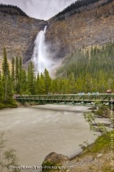 Bridge Takakkaw Falls waterfall Yoho River in Yoho National Park British Columbia Canada