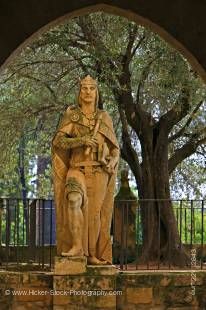 Stock photo of the Statue of a knight (a monument to Alphonse X, the Wise, in the gardens of the Alcazar de los Reyes Cristianos (Castle of the Christian Monarchs), City of Cordoba, UNESCO World Heritage Site, Province of Cordoba, Andalusia (Andalucia), S