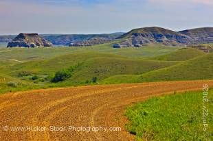 This stock photo shows the beautiful scenery of Castle Butte in the Big Muddy Badlands of Southern Saskatchewan, Canada.