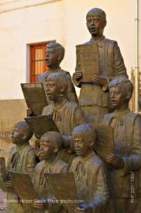 Stock photo of a statue opposite the Cathedral of Guadix, town of Guadix, Province of Granada, Andalusia (Andalucia), Spain, Europe.