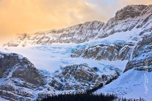 Stock photo of the Crowfoot Glacier as seen from along the Icefields Parkway in Banff National Park in the Canadian Rocky Mountains in Alberta, Canada. 