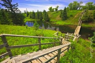 Stock photo of the Devils Punch Bowl from above on a platform of the wooden stairs in the Spirit Sands, Spruce Woods Provincial Park, Manitoba, Canada.