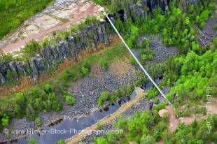 Stock photo of a foot suspension bridge that spans Eagle Canyon in Ontario, Canada. At 182 metres long, this bridge is said to be the longest suspension bridge in Canada.