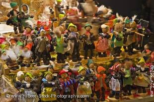 Stock photo of display of man like figures made of fruit and nuts at the Christkindlmarkt (Christmas Market) at the Rmerberg (City Hall Square) in the City of Frankfurt am Main, Hessen, Germany, Europe.