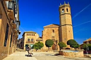 Stock photo of Iglesia de San Mateo in Plaza de la Constitucion, town of Banos de la Encina, Province of Jaen, Andalusia (Andalucia), Spain, Europe.