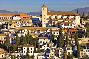 Stock photo of Iglesia de San Nicolas (church) in the Plaza de San Nicolas in the Albayzin district of City of Granada, Province of Granada, Andalusia (Andalucia), Spain, Europe.