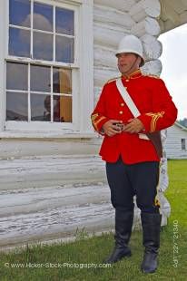 Stock photo of a costumed interpreter outside the jailhouse at Fort Walsh National Historic Site, Cypress Hills Interprovincial Park, Saskatchewan, Canada.