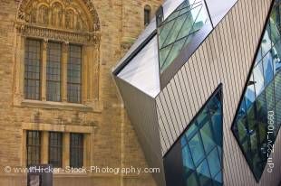 Stock photo of the Lee-Chin Crystal at the front entrance to the Royal Ontario Museum in downtown Toronto in Ontario, Canada