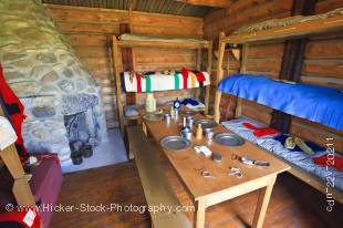 Stock photo of the historic interior quarters of the Married Men, at the Last Mountain House, Provincial Park, Saskatchewan, Canada.