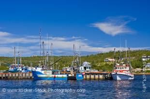 Stock photo of Mary's Harbour wharf with fishing boats, Highway 510, Labrador Coastal Drive, seen from the Battle Harbour Ferry, St Lewis Inlet, Viking Trail, Trails to the Vikings, Southern Labrador, Labrador, Canada.