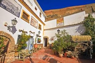 Stock photo of the entrance to the Museo de Alfareria Cueva La Alcazaba, Museum of Ceramics, Guadix, Province of Granada, Andalusia (Andalucia), Spain, Europe.