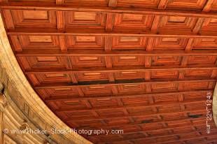 Stock photo of the wooden ceiling of the circular courtyard and double gallery of the Palace of Charles V (Palacio de Carlos V), The Alhambra (La Alhambra) - designated a UNESCO World Heritage Site, City of Granada, Province of Granada, Andalusia (Andaluc