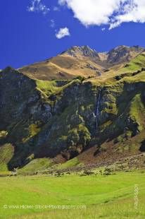 Stock photo of the waterfall, Treble Cone, Central Otago, South Island, New Zealand.