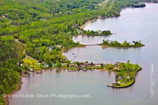 Stock photo of waterfront properties along the shoreline of Lake Superior near the city of Thunder Bay, Ontario, Canada.
