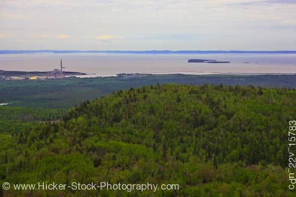 Stock photo of Aerial View of the Landscape near the City of Thunder Bay shore of Lake Superior Ontario Canada