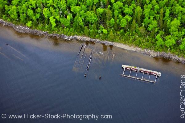 Stock photo of Aerial View of Shipwrecks along the coastline of Lake Superior near Thunder Bay Ontario Canada