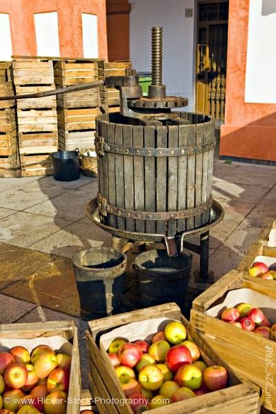 Stock photo of Apple press at markets in Plaza de la Corredera City of Cordoba Province of Cordoba Andalusia