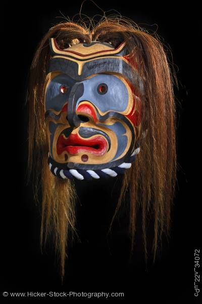 Stock photo of Bakwas Mask Original West Coast First Nations Art Northern Vancouver Island British Columbia Canada