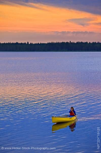 Stock photo of Canoeing Lake Audy Riding Mountain National Park Manitoba