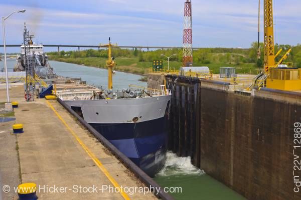 Stock photo of Carrier ship Welland Canals System at the St. Catharine's Museum Great Lakes St. Lawrence Seaway 