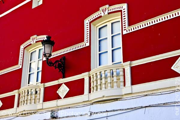 Stock photo of Windows Casa del Duque de Alba Town of Sorbas Costa de Almeria Province of Almeria Andalusia Spain