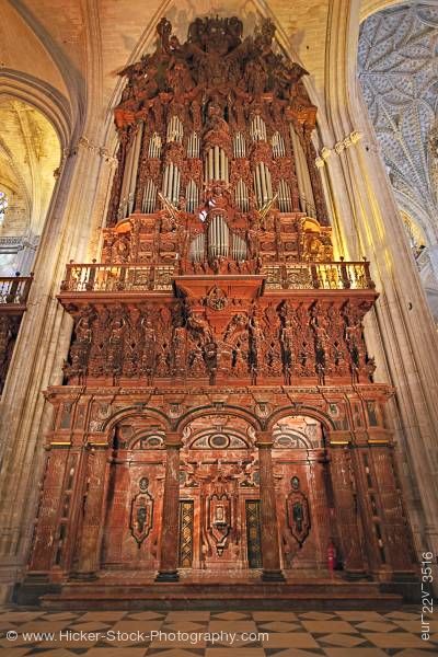 Stock photo of Organ Pipe Seville Cathedral pipe organ Sevilla Spain