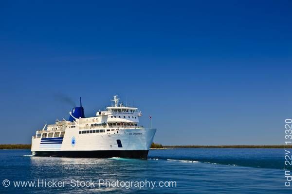 Stock photo of Chi-Cheemaun ferry boat Bruce Peninsula for Manitoulin Island in Lake Huron Ontario Canada