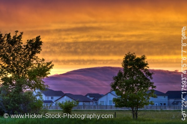 Stock photo of Colorful sunset Over the City of Winnipeg in Manitoba Canada