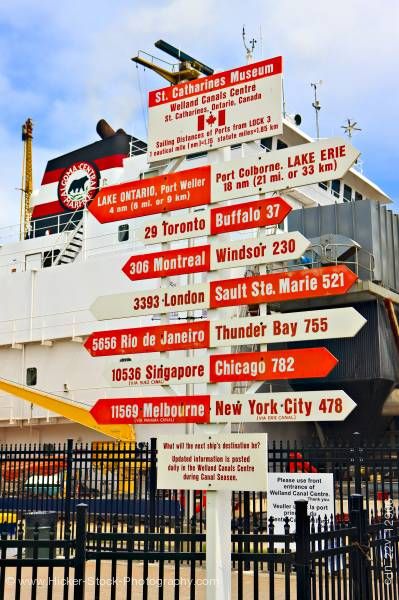 Stock photo of Destination sign St. Catharine’s Museum Lock 3 Welland Canals Centre St. Catharine’s Ontario Canada