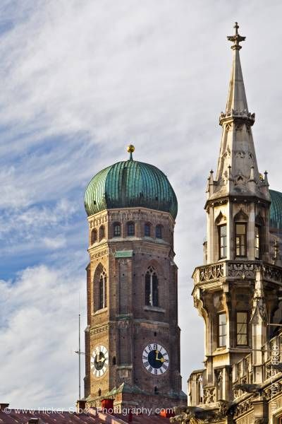 Stock photo of Towers of Frauenkirche Cathedral Neues Rathaus city hall City of Munich Bavaria Germany Europe