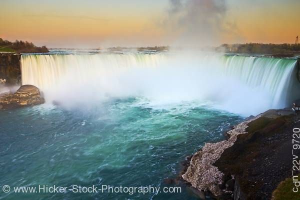 Stock photo of Horseshoe Falls at Dusk Niagara River Niagara Falls Ontario Canada