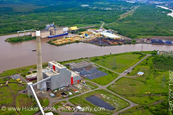 Stock photo of Industrial Landscape Aerial View Shore of Lake Superior City of Thunder Bay Ontario Canada