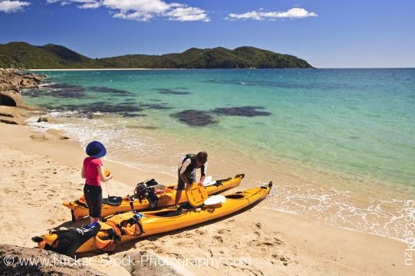 Stock photo of Kayakers Beach Abel Tasman National Park