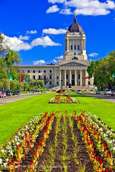 Stock photo of Flower Gardens Legislative Building City of Winnipeg Manitoba Canada
