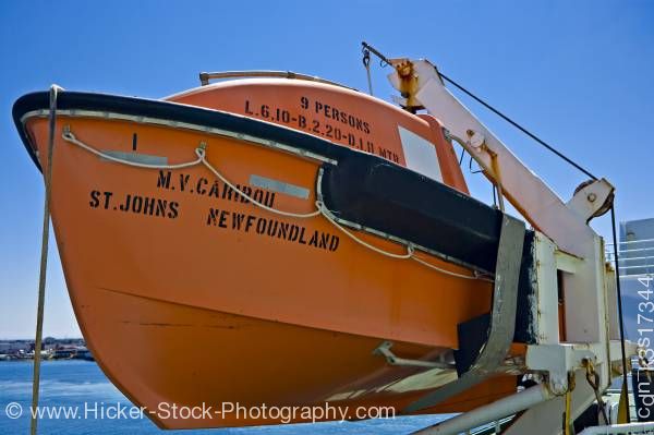 Stock photo of Life boat M/V Caribou ferry Port aux Basques Newfoundland North Sydney Nova Scotia Canada