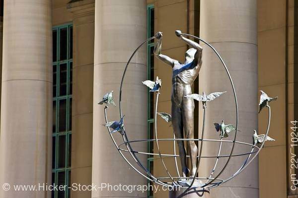 Stock photo of Monument To Multiculturalism Outside Union Station Downtown Toronto Ontario Canada