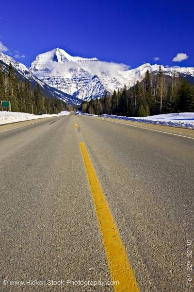 Stock photo of Yellowhead Highway Winter Mount Robson Provincial Park British Columbia Canada