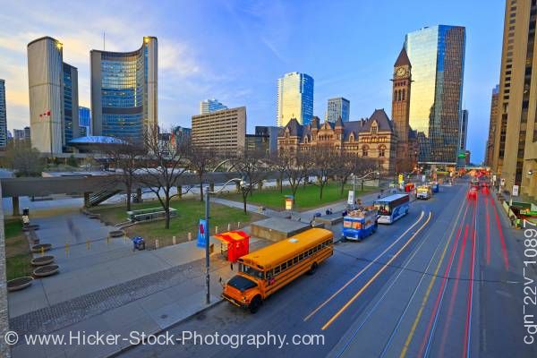 Stock photo of Old and New City Hall Buildings Nathan Phillips Square Downtown Toronto Ontario Canada