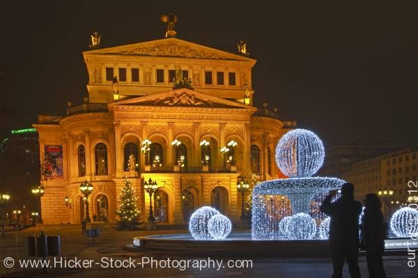 Stock photo of Old Opera House Alte Oper at night Frankfurt Hessen Germany Europe