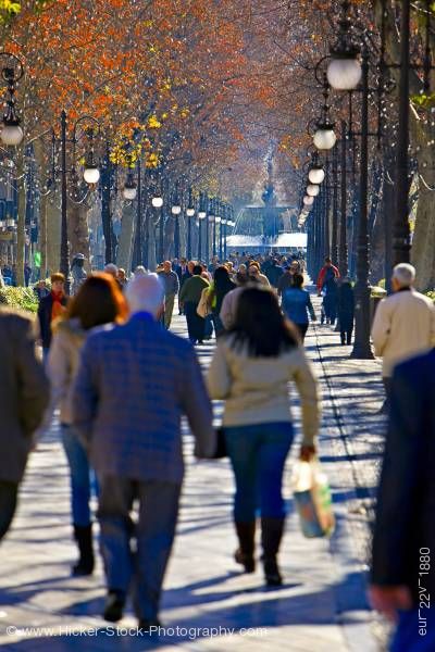 Stock photo of Pedestrians Carrera del Genil City of Granada Province of Granada Andalusia (Andalucia) Spain Europe