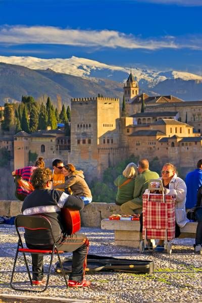 Stock photo of People scenery Alhambra City of Granada Province of Granada Andalusia Spain Europe