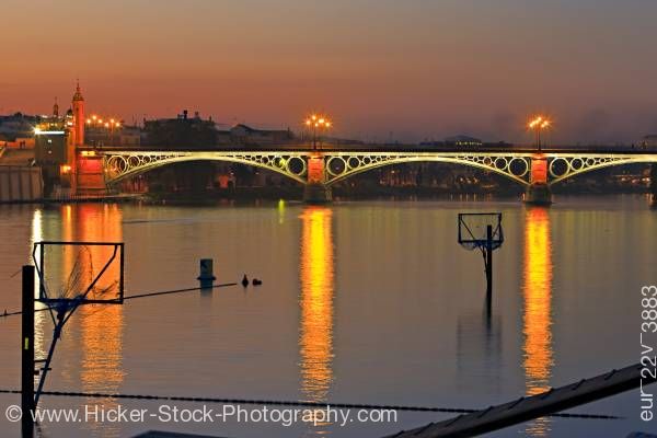 Stock photo of Puente de Isabel II Bridge City of Sevilla Province of Sevilla Andalusia Spain Europe