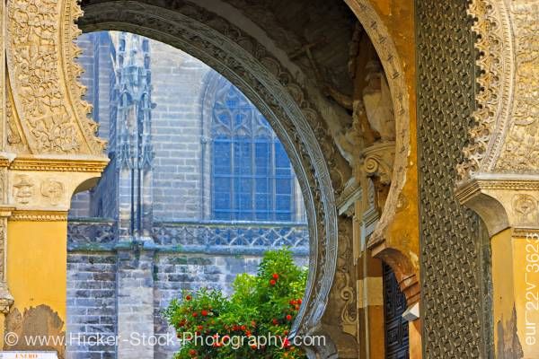 Stock photo of Architectural detail Puerta del Perdon Seville Cathedral Sevilla